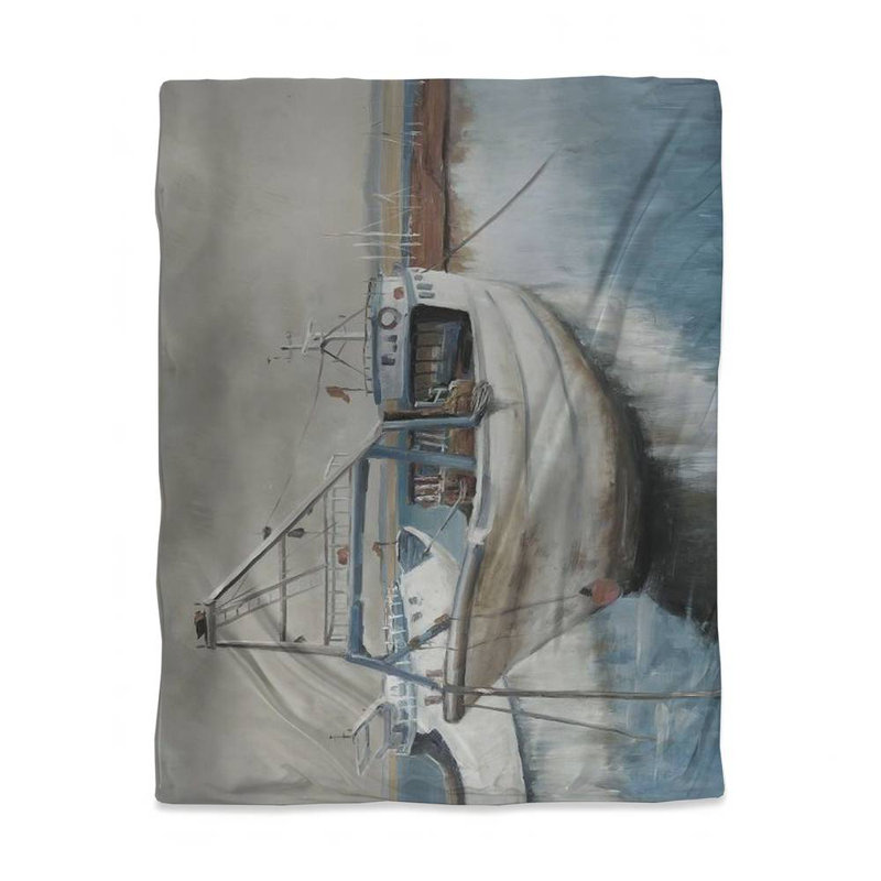Polyester Sateen Duvet Cover, Desaturated Blue