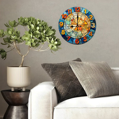 Horloge murale 10 po en MDF rond avec mouvement à quartz silencieux et crochet sans perceuse (piles AA non incluses)