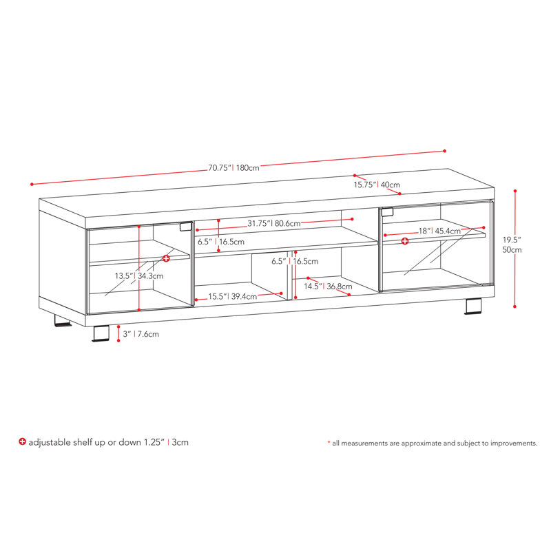 Decosta 70.75'' TV Stand with Glass Doors for TVs up to 85''
