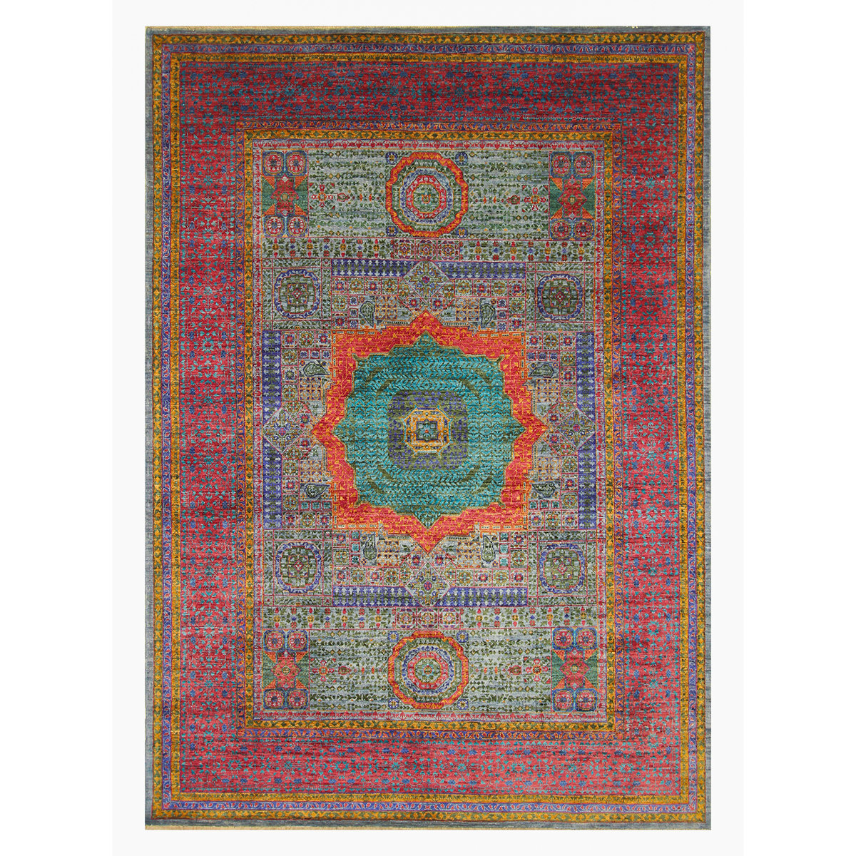 Bokara Rug Co., Inc. High-Quality Hand-Knotted Red/Green/Yellow Area ...