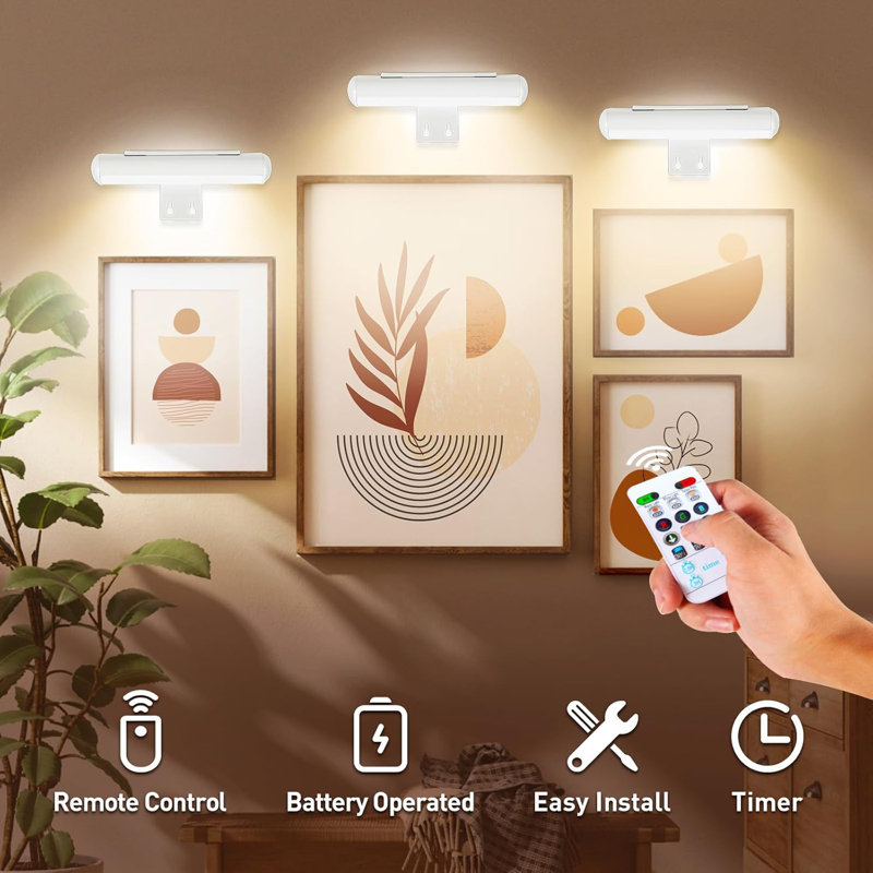 6.7'' Dimmable Wall Mount Picture Light with Remote, White