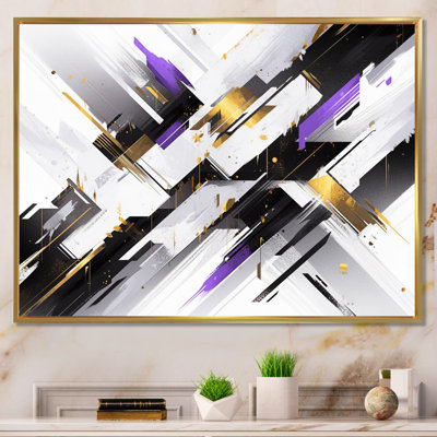 Purple Black Bold Stripes - Cubism Canvas Art
