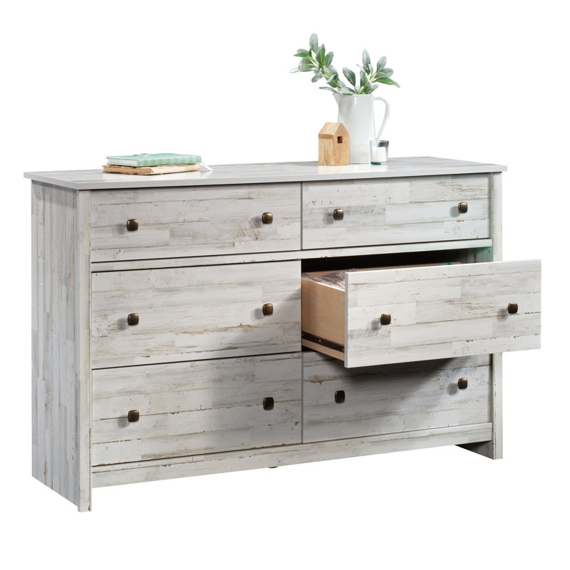 Gudrun 50.55'' W 6 - Drawer Dresser, White Plank