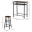 3 pièces, table et chaises à hauteur de comptoir, conception peu encombrante, étagère de rangement et repose-pieds, chaises de bar noires, fabrication robuste, tablette, construction robuste