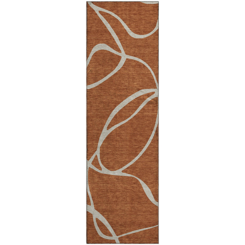 Premium Machine Washable Corum AMF999 Swirls Rug, Runner 2'3" x 7'6"