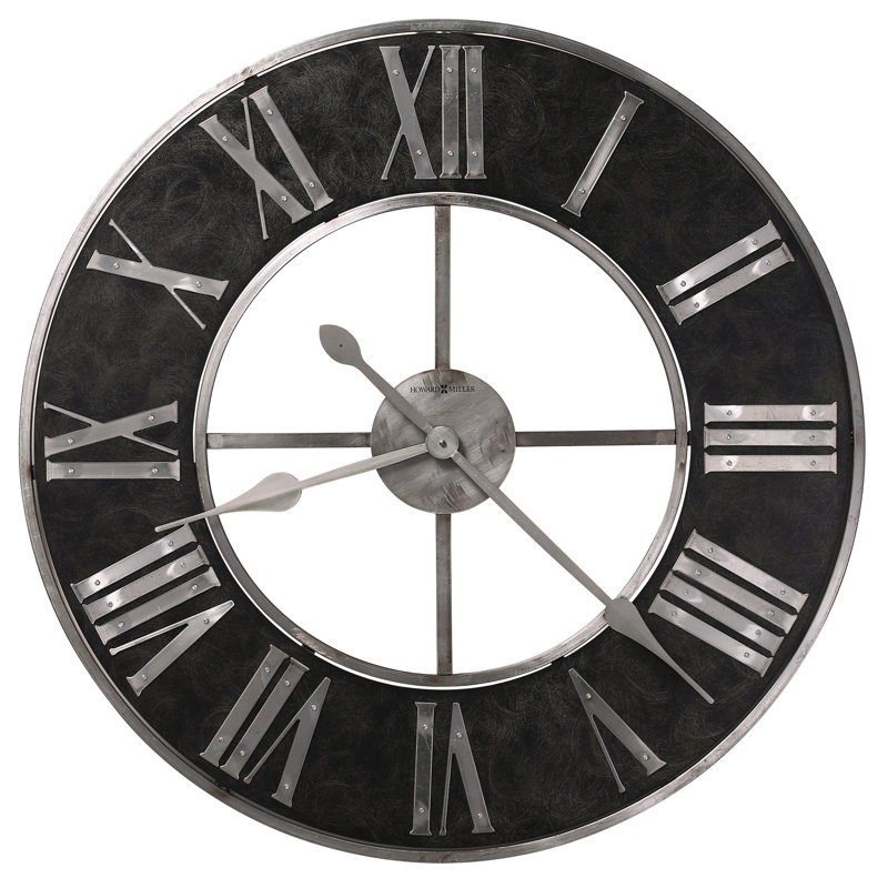 Dearborn 32" Black and Silver Metal Wall Clock