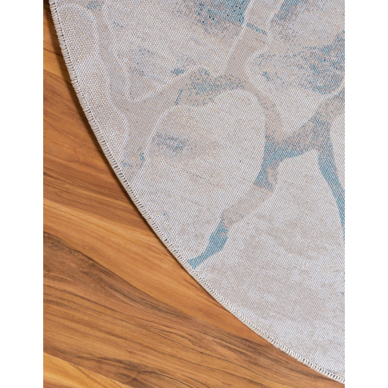 Tapis contemporain contemporain de couleur lagon, Rond 10 pi