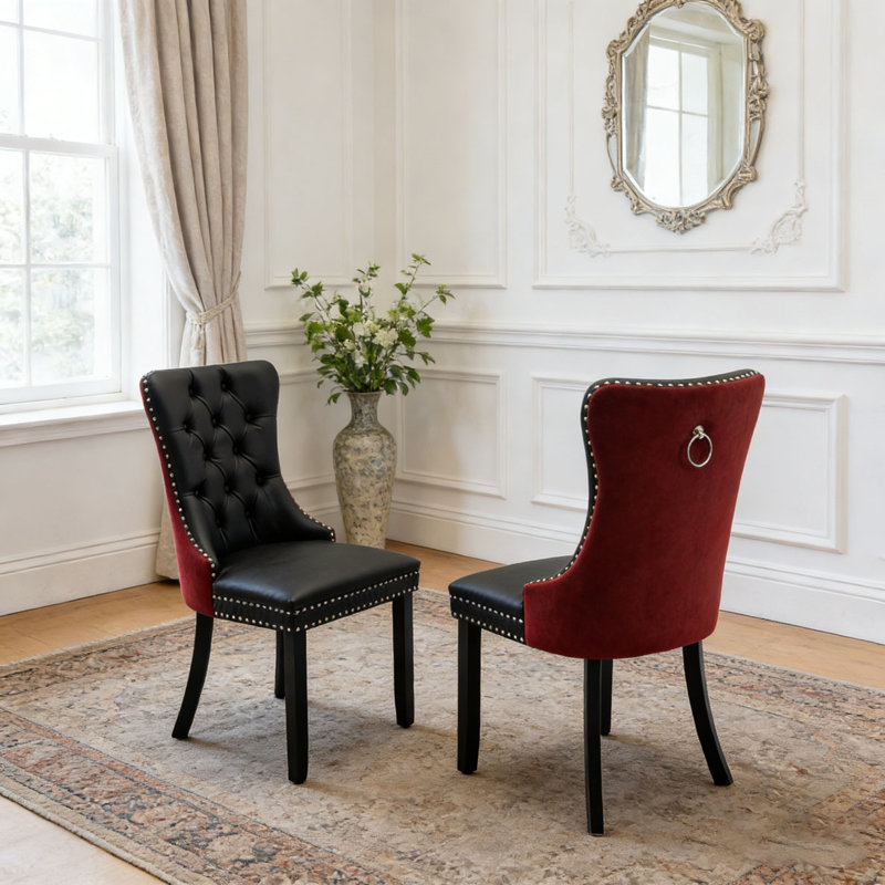 Chaise de salle à manger, Noir et bourgogne