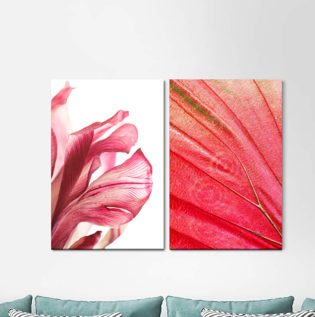 2-tlg. Leinwandbilder-Set - Fotografie „Orchid Red Blossom Butterfly Wings Summer”