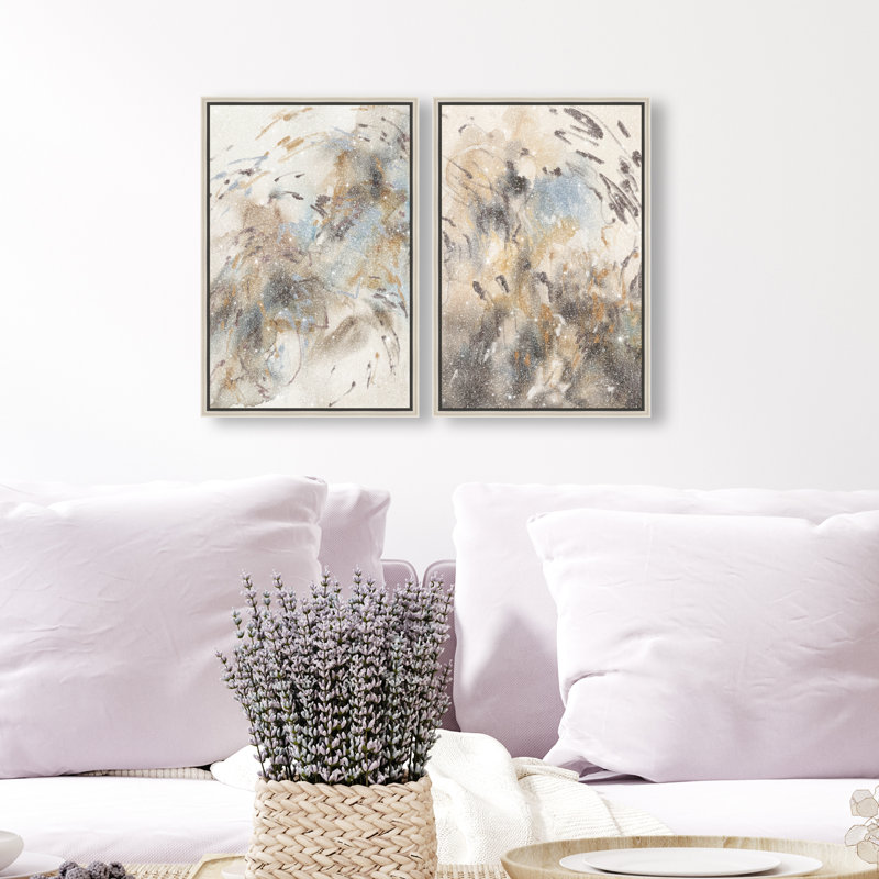 Mindfulness Set Canvas Abstract Print by Oliver Gal, Black Frame, 10 x 15, 11"H x 16"W, Silver Floater Frame