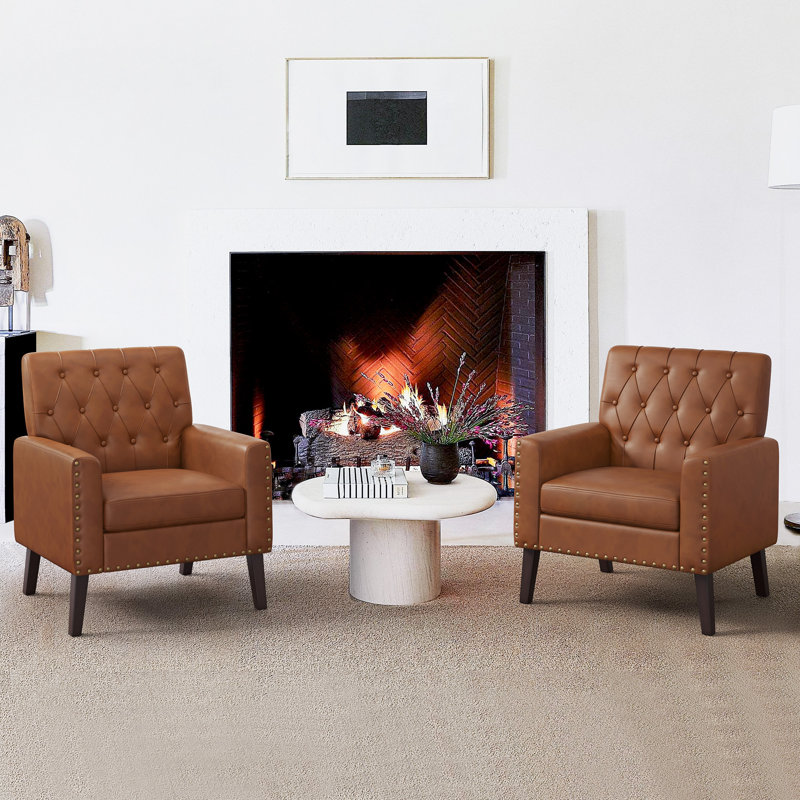 Nyhla 28.5" W Armchair, Camel Faux Leather
