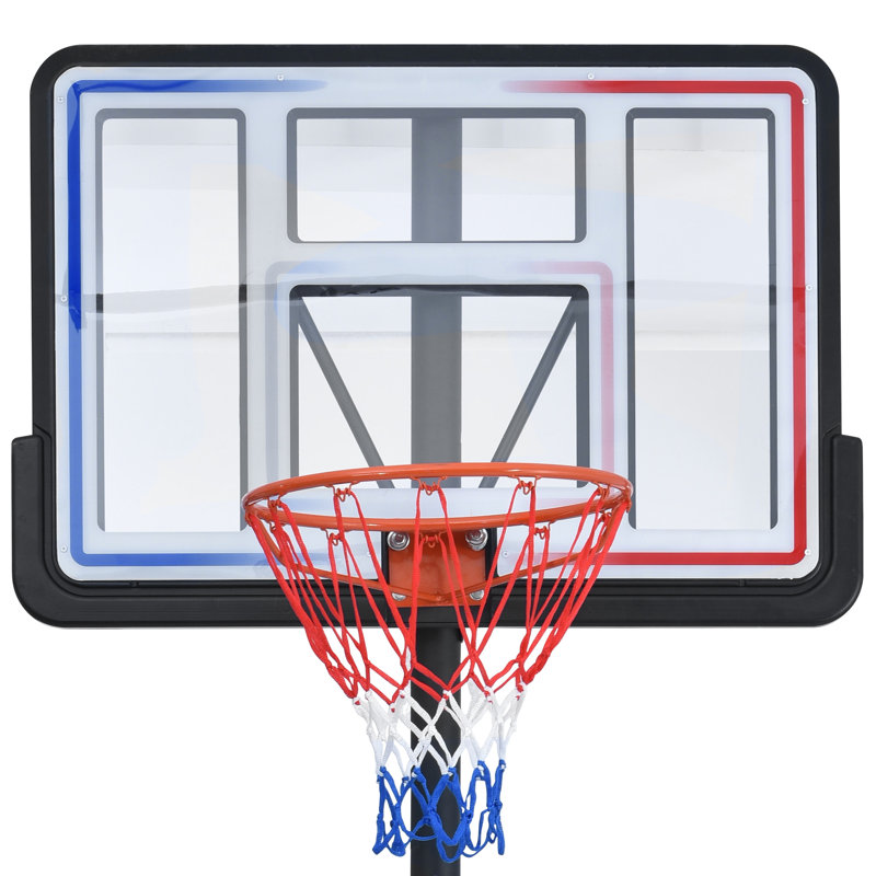 Panier de basketball dans le sol réglable en hauteur, Noir / rouge