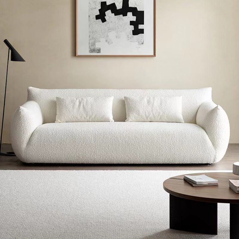 Image showcasing Walkoly Modern Minimalist White Fabric Sofa | Wayfair
