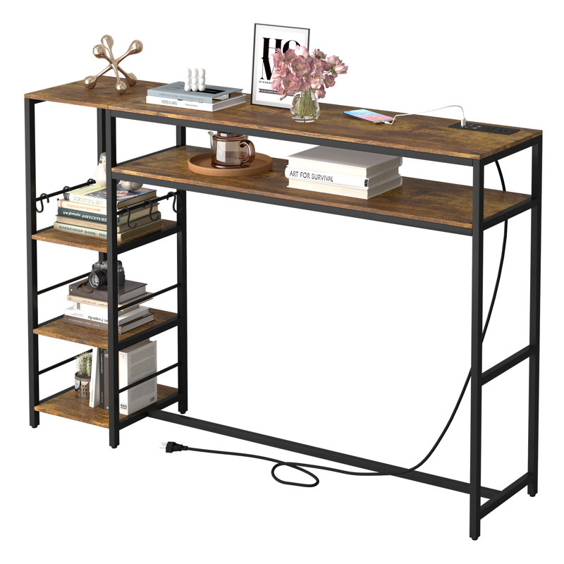 Fien 60'' Unfinished Console Table, Brown/Black