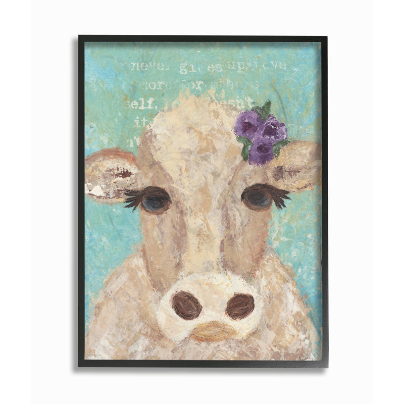 « cow peintre portrait », reproduction, H 14 po x l 11 po x P 1,5 po, Giclée encadrée noir minuit