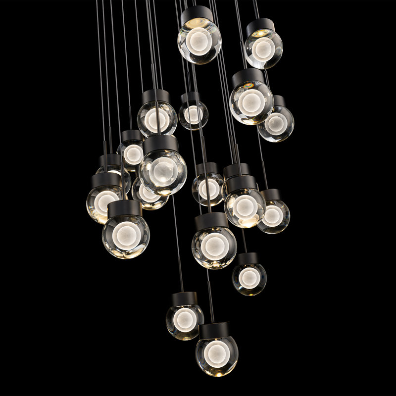 Luminaire suspendu double à DEL à double bulles, H 5,5 po x l 26 po x P 26 po, Noir, 21
