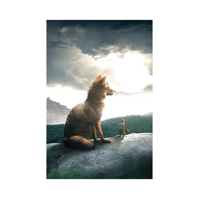 The Fox And Squirrel by Zenja Gammer - Print on Canvas, Wrapped Canvas, 30.48 cm H x 45.72 cm W