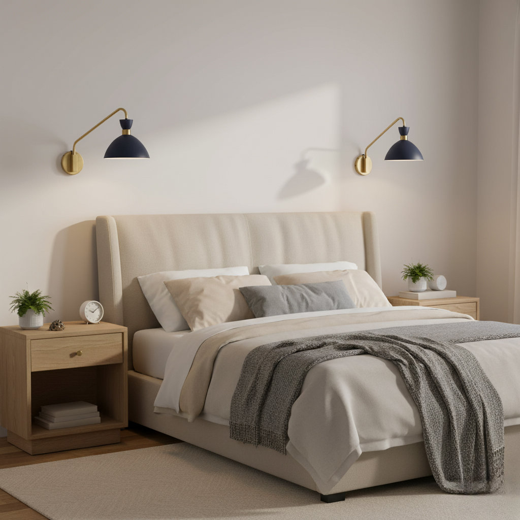 Kiyana Single Light Swing Arm Sconce, Matte Navy