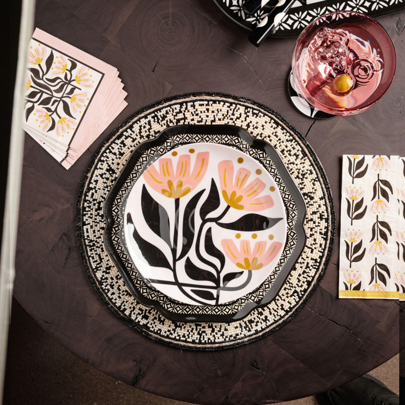 MELAMINE SALAD PLATES S/4 MOD FLORAL (S25)