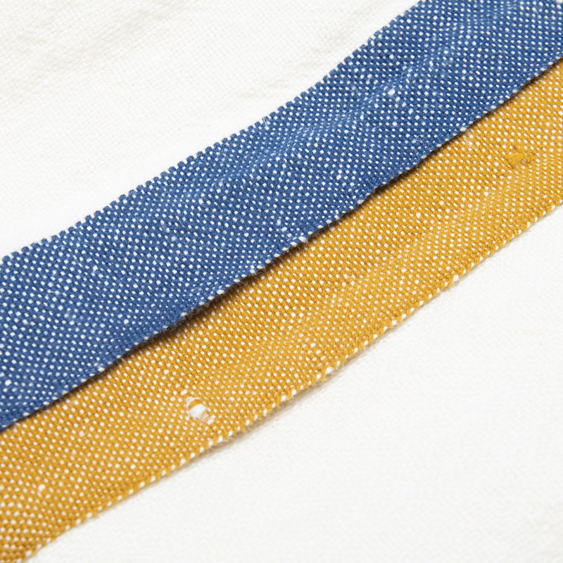 Striped Waffle Tea Towel, Blue/Mustard
