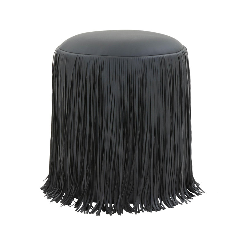 Renae Performance Vegan Leather Ottoman, Black