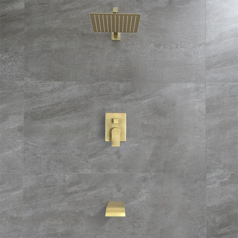10 Inch Wall Mounted Tub Shower System Single Handle Shower Faucet Set Brass Shower Trim Kit With Rough-In Valve
