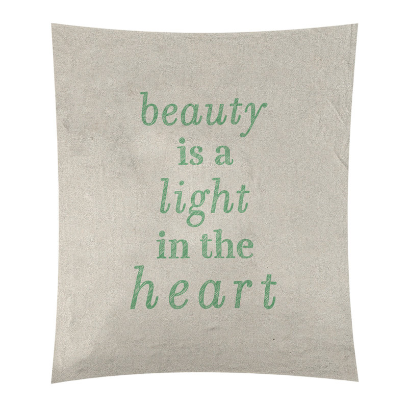 Tapisserie en polyester en citation de beauté, H 60 po x l 51 po, Blanc / vert