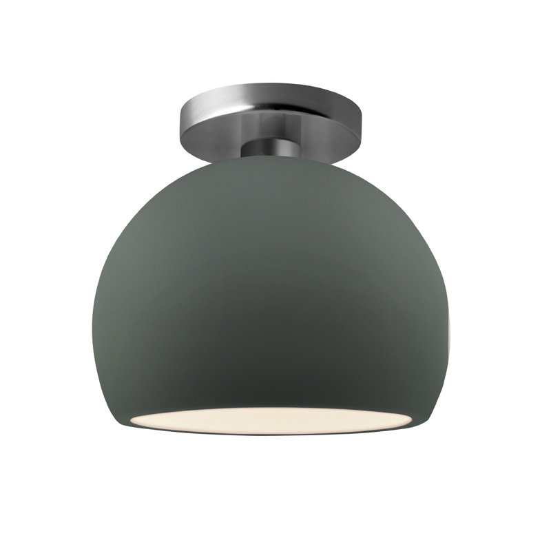 Radiance Ceramic Semi Flush Mount, 7" H x 7" W x 7" D, Pewter Green, Brushed Nickel