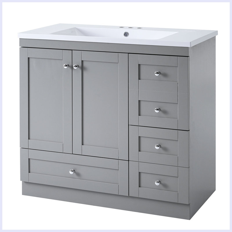Meuble-lavabo autoportant moderne avec lavabo Modern, Gris