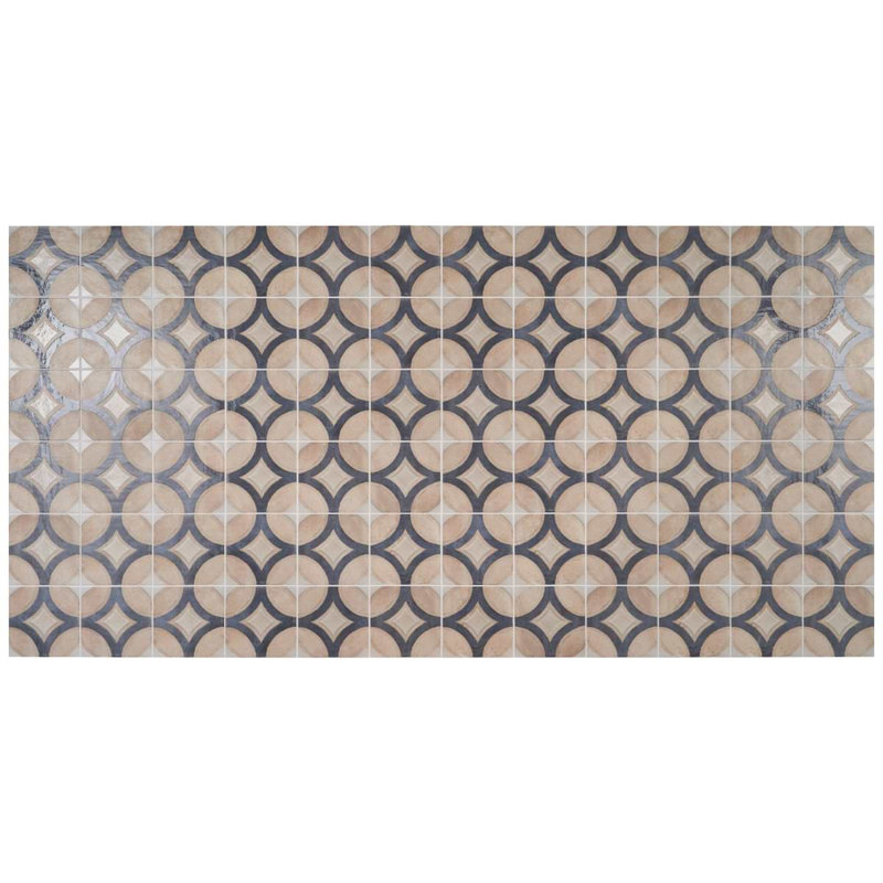 Angela Harris Mediterra 8x8 Matte Terracotta Porcelain Tile, Circles Crema