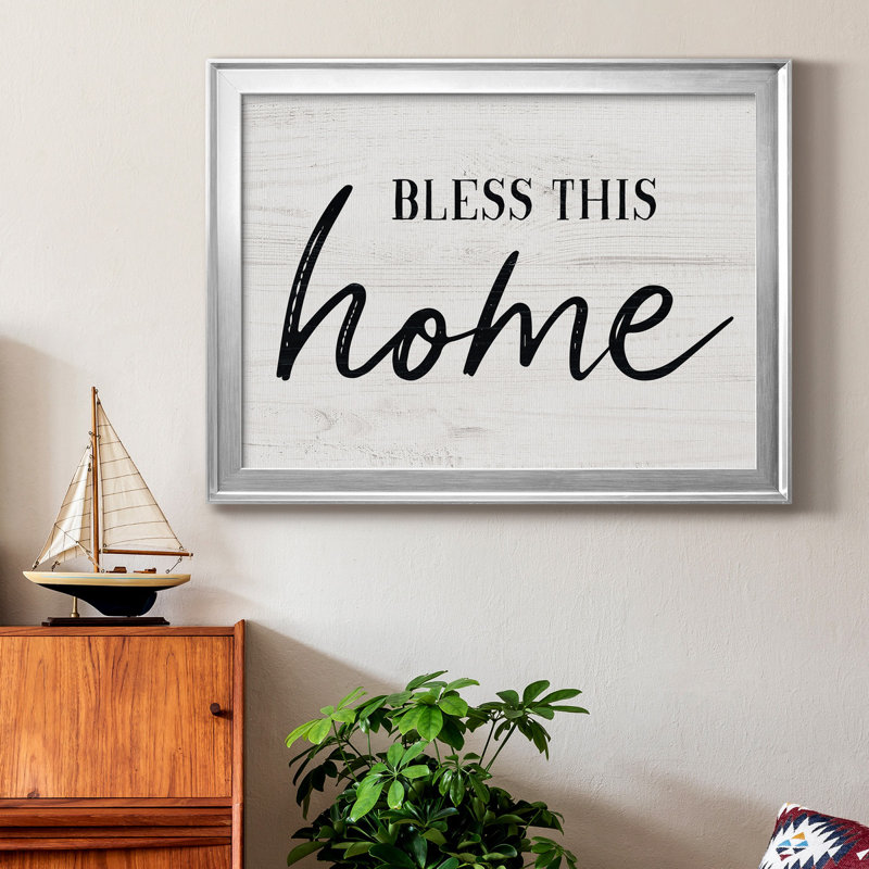«Bless This Home», toile encadrée de qualité supérieure - prête à être accrochée, Argent, H 30,5 po x l 42,5 po x P 1 po