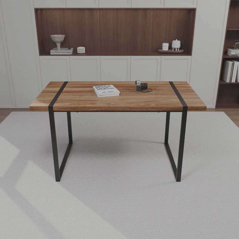 Hasselt Faux Wood Rectangular Dining Table, Brown