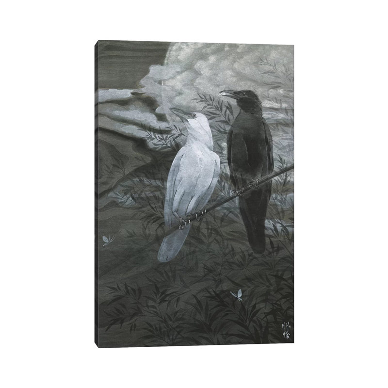 Crows And Moon by Martin Hsu - Painting on Canvas, 30.48 cm H x 45.72 cm W, Wrapped Canvas