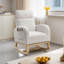 Chaise berçante d'appoint moderne à haut dossier avec poches latérales, ivoire - idéale pour le salon