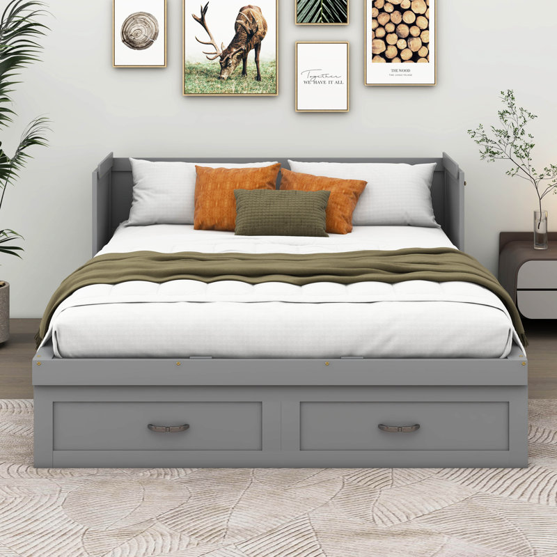 Murphy Bed With USB Ports, Gray, Queen