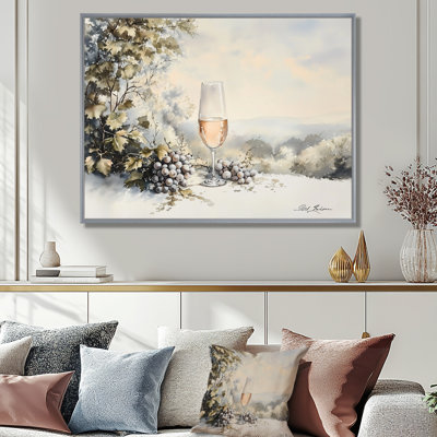 «Grape Wine Chardonnay Glass II», reproduction d'art vin et champagne