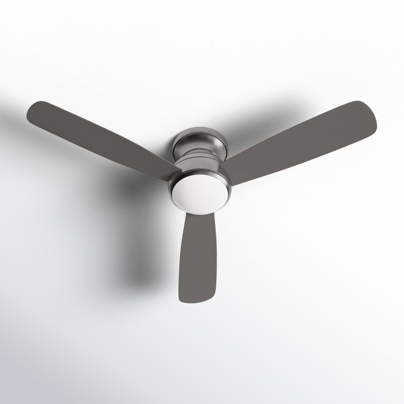 Keed 52'' 3 Blade Ceiling Fan with LED Light Kit, Brushed Steel, Silver