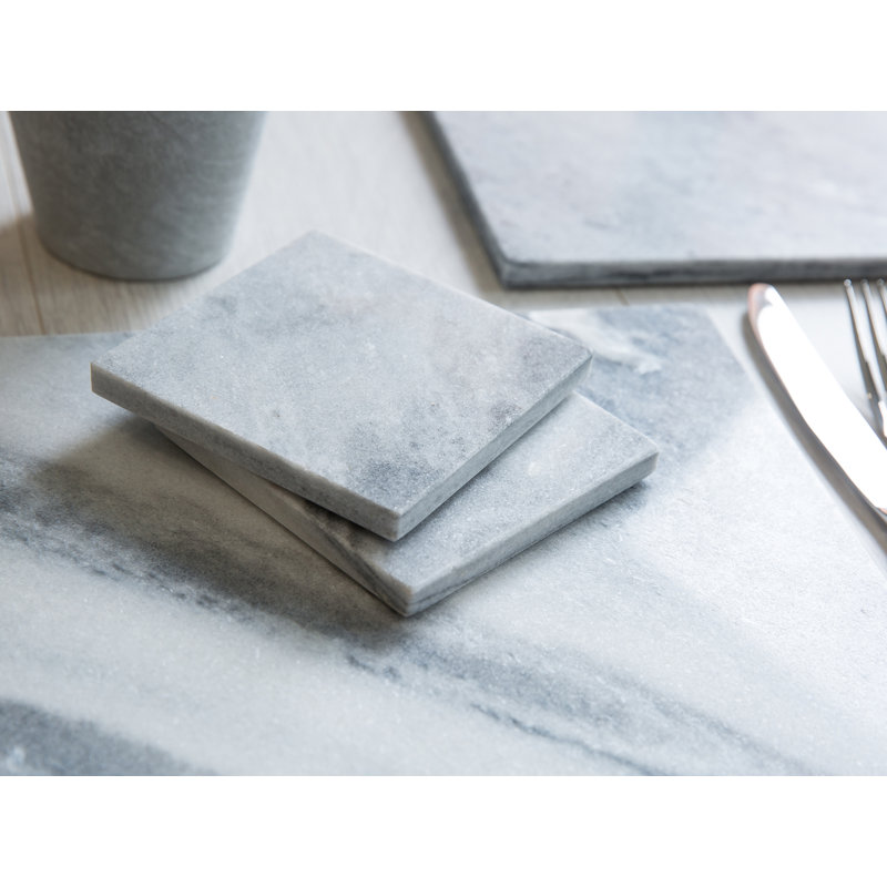 Naturals Wood Square 4 Piece Coaster Set