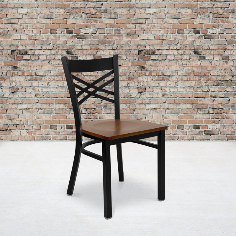 Prompton 'X'' Metal Restaurant Chair, 2, Cherry/Black