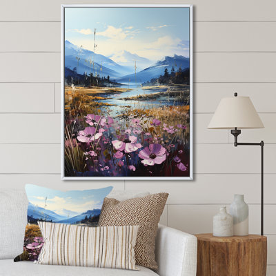 «Violets Flowers Mountain Charm I», reproduction sur toile