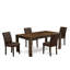 L'ensemble de table de salle à manger 5 pièces comprend une table de salle à manger moderne Mid-Century et 4 chaises de salle à manger en tissu de polyester texturé noir
