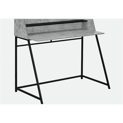 Bureau d'ordinateur, bureau personnel, ordinateur portable, tablettes de rangement, bureau, stratifié gris pierre, métal noir, contemporain, moderne