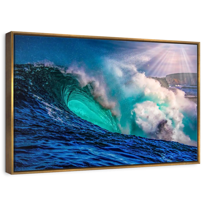 Grande vague, Cadre flottant doré, 43 po x 29 po