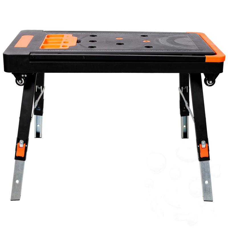 Bureau pliant avec prise standard et roulettes