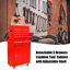 Boîte à outils 5 roulettes avec roulettes verrouillables, plateau amovible et tablette ajustable - commode rouge pour garage-752917391
