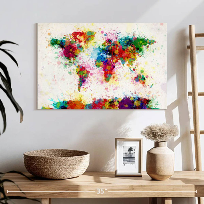 Aliaz World Map Paint Splashes III, 16" H x 24" W