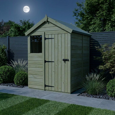 Total Sheds 5ft x 5ft Apex Garden Shed - Single Door - With Windows - Pressure Treated Timber - UK Manufactured