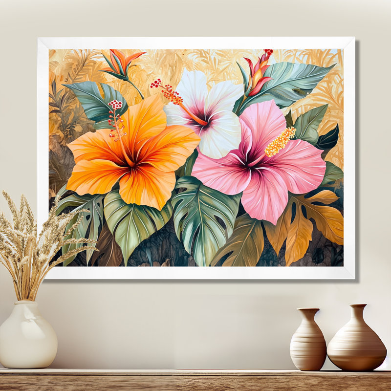 Hibiscus et Heliconia à Hawaï I - Hibiscus, art mural, H 16 po x l 32 po, Reproduction encadrée d'une seule photo sans pass