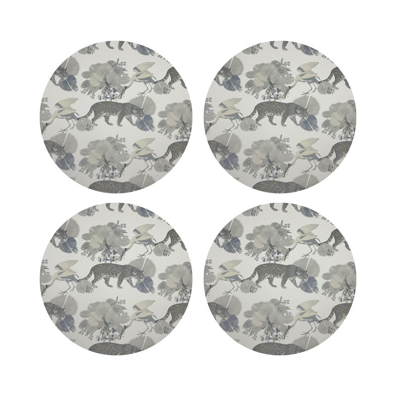 Leopard Walk Pebble 16" Vinyl Placemat, Cameo
