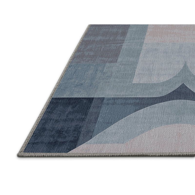 Machine Washable Gray Area Rug, Round 6'
